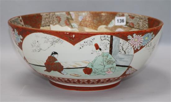 A large Japanese Kutani bowl, c.1900 diameter 36cm